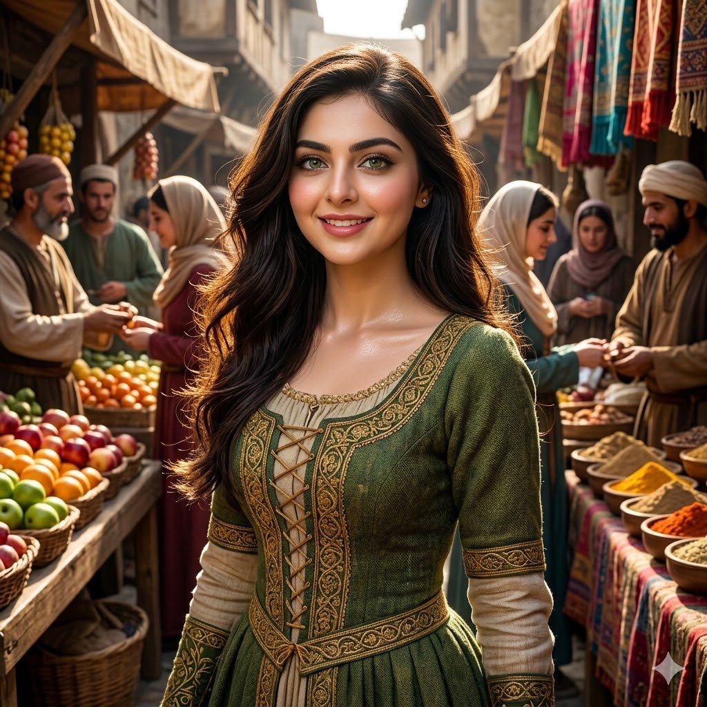 AI Prompt for Medieval Market Girl Portrait in Cinematic Style