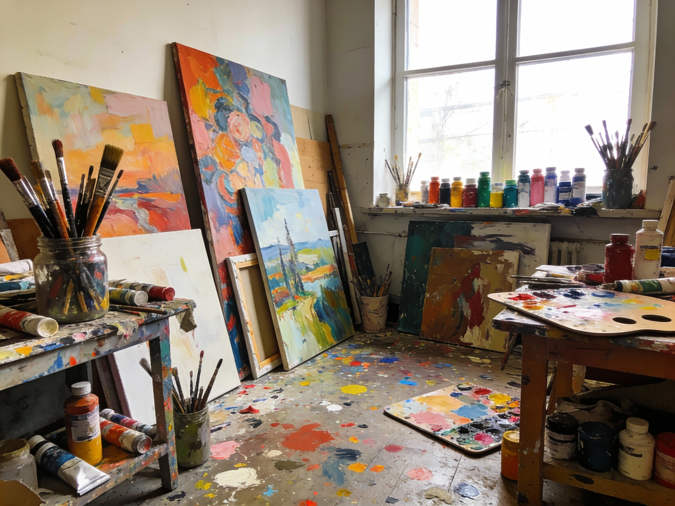 AI Prompt for Messy Artist Studio - Realistic Art Supplies