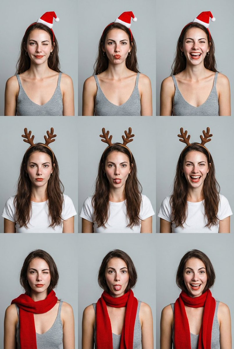 AI Prompt for Minimalist Christmas Portrait Grid