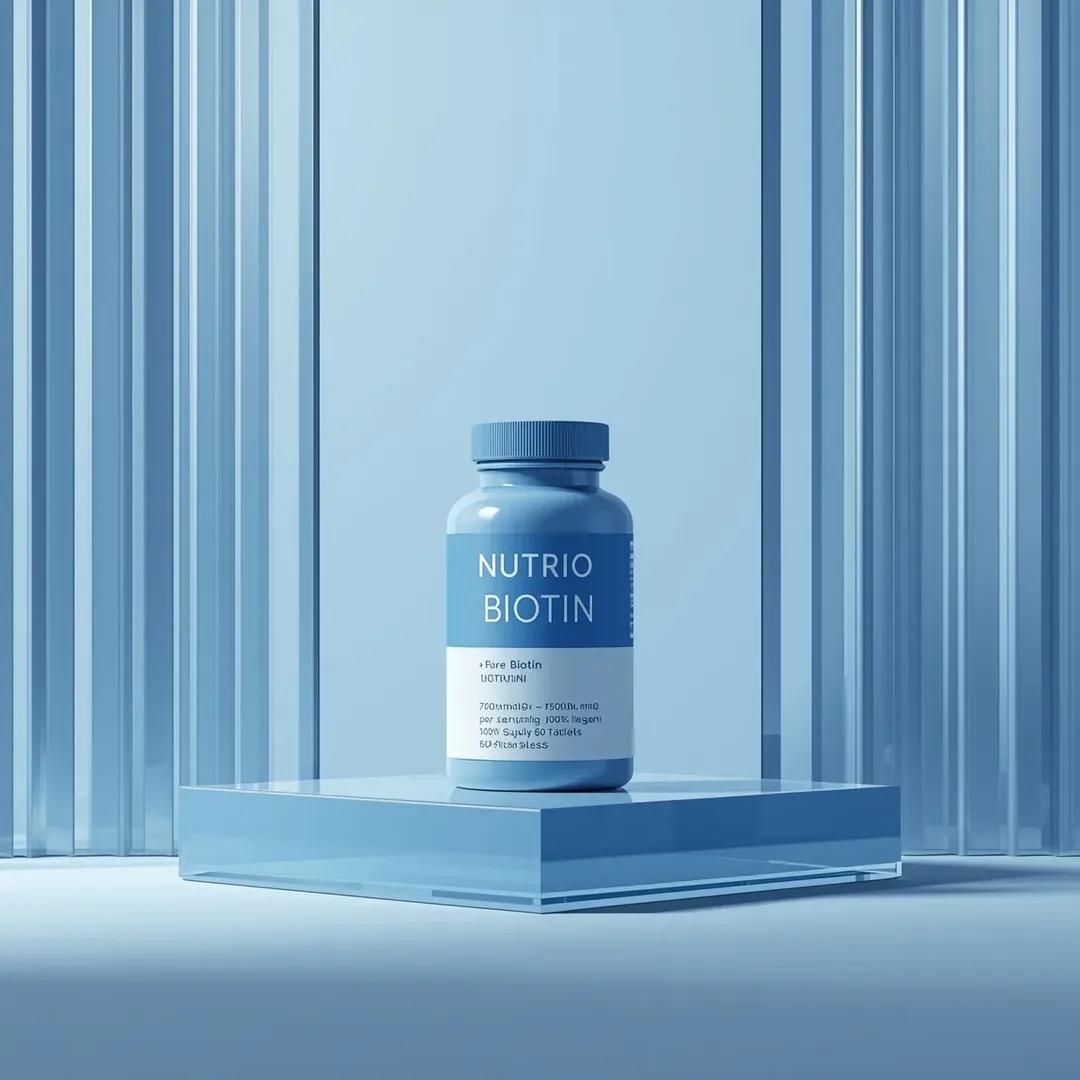 AI Prompt for Minimalist Product Photography of Supplement Containers in Soft Blue Studios - Ecommerce Main Image
