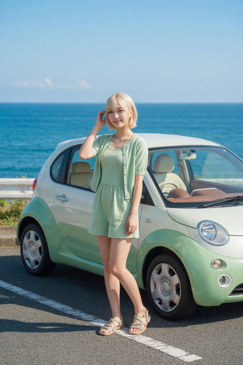AI Prompt for Mint Compact Car by the Sea: Generate a Photorealistic Coastal Car Image