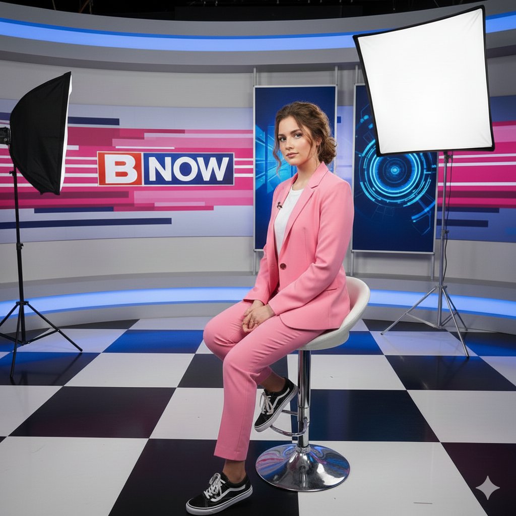 AI Prompt for Modern Broadcast Studio Portrait Photography