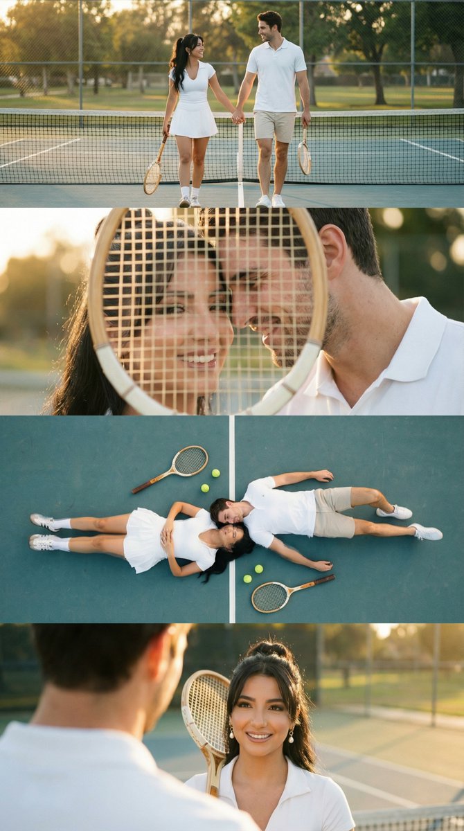 AI Prompt for Monochromatic Tennis Couple Storyboard