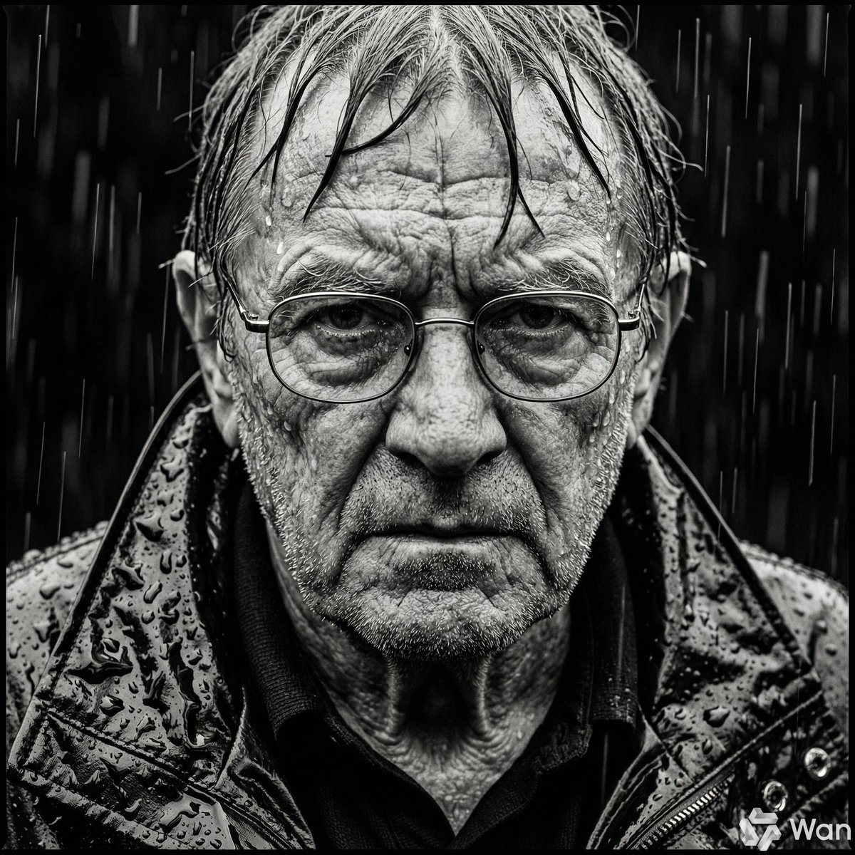 AI Prompt for Monochrome Portrait Photography with Rainy Effect