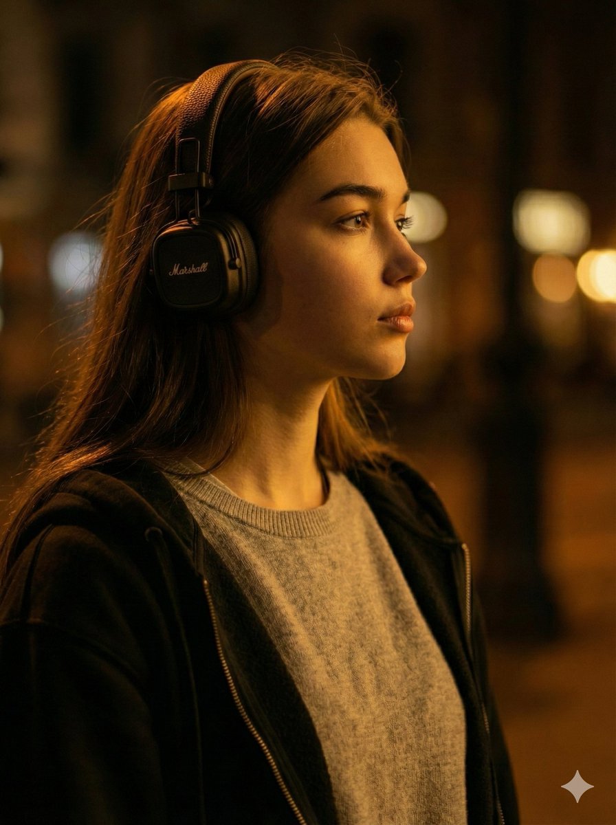 AI Prompt for Moody Cinematic Profile Portrait with Warm Amber Lighting