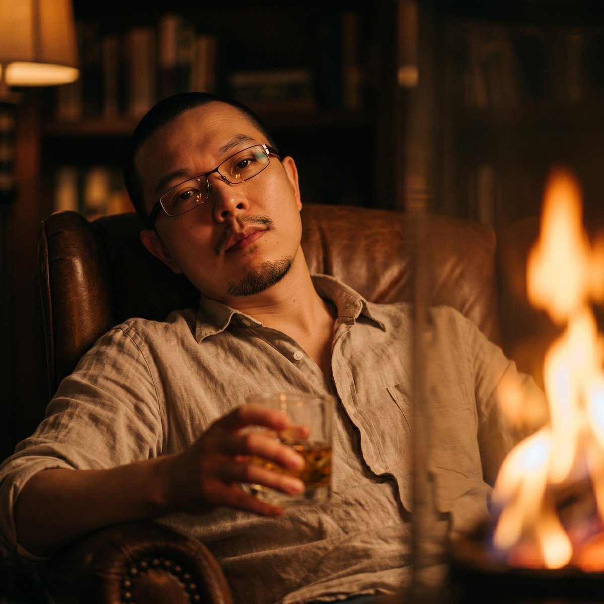 AI Prompt for Moody Firelit Portrait Photos - Create Cinema-Like Portraits with AI