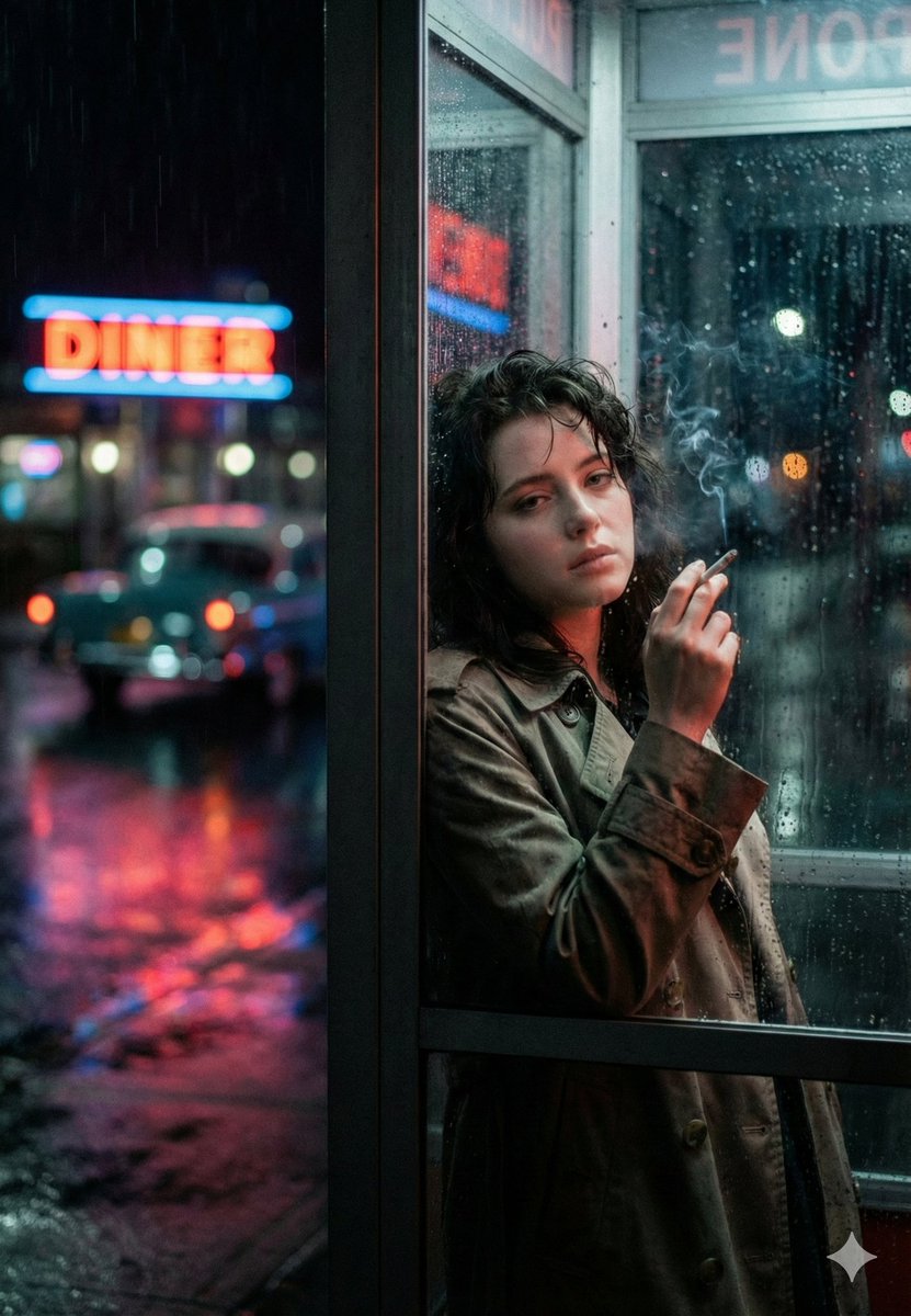 AI Prompt for Moody Street Photography with Femme Fatale