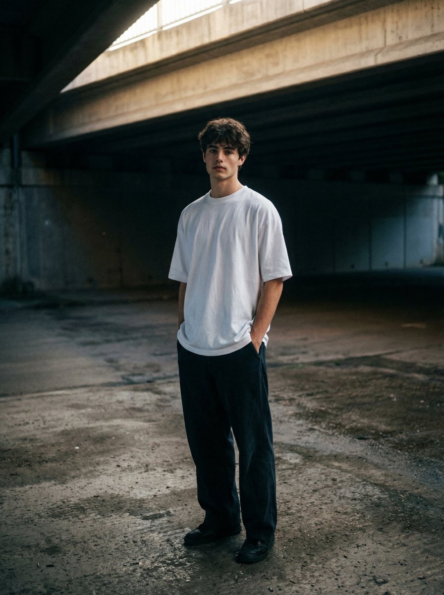 AI Prompt for Moody Urban Portrait Photography with Fuji Film Effect