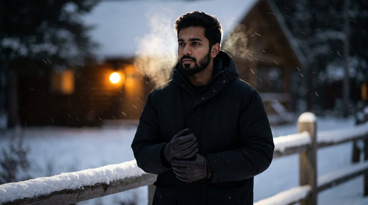 AI Prompt for Moody Winter Portrait with Realistic Textures