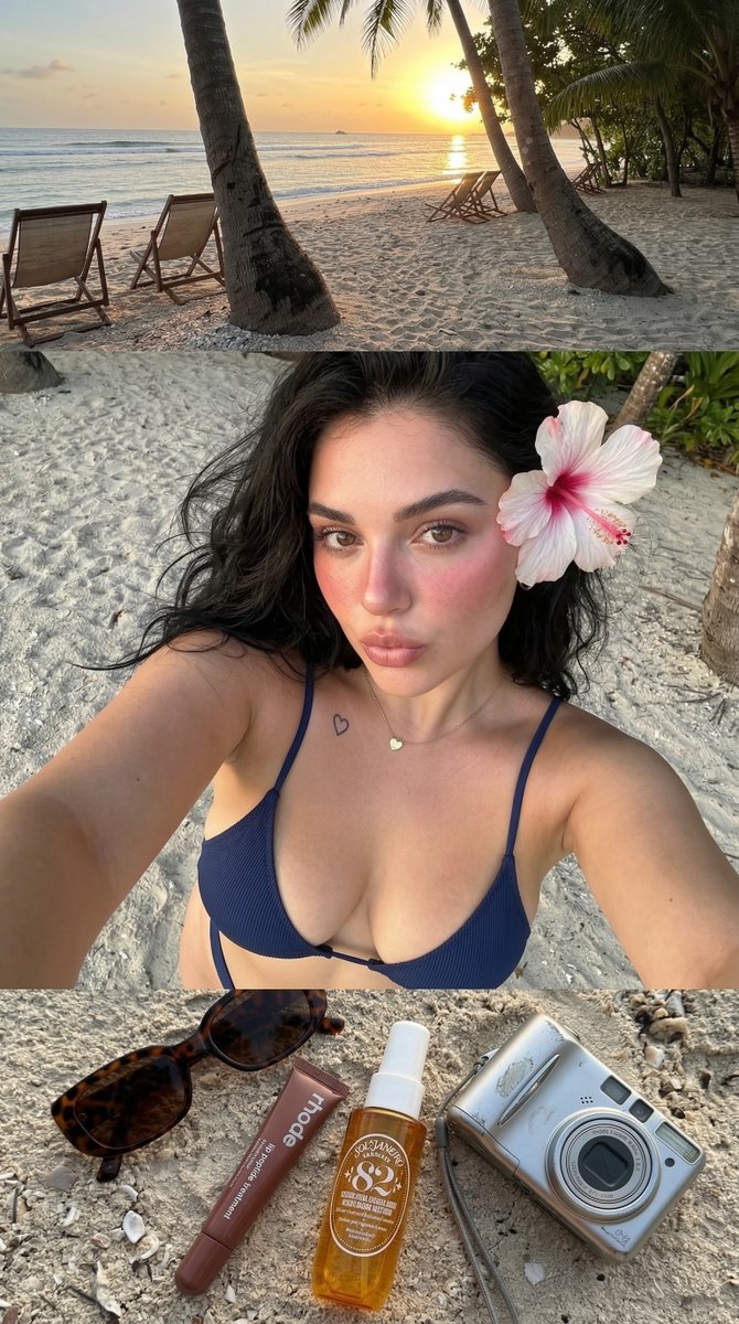 AI Prompt for Multi-Panel Beach Vacation Montage with Sun-Kissed Aesthetic