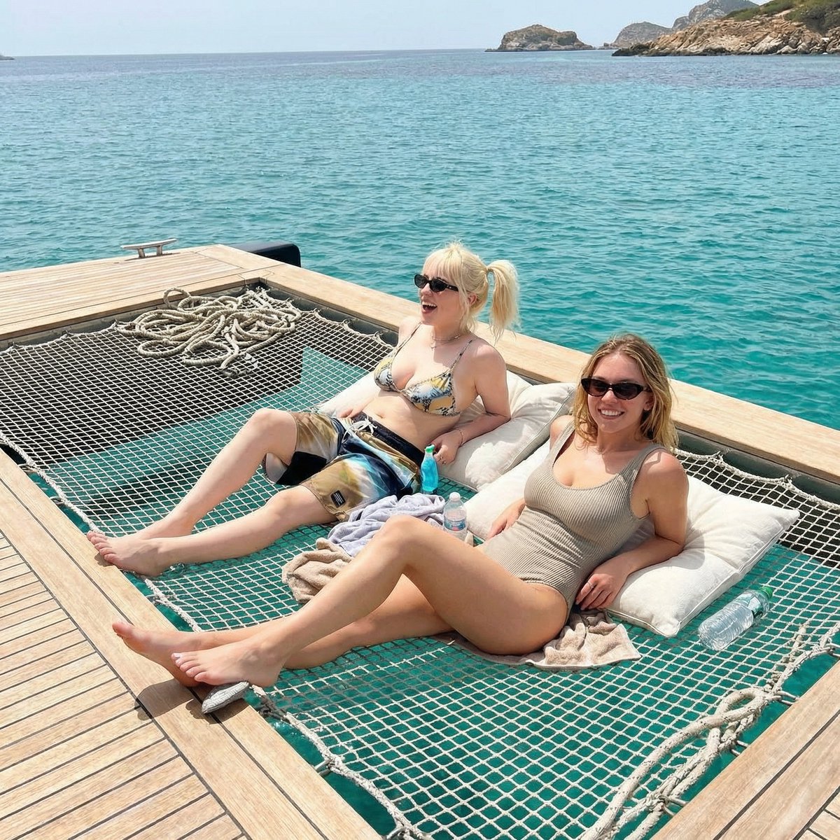 AI Prompt for Natural Travel Lifestyle Images: Friends Relaxing on a Mediterranean Boat