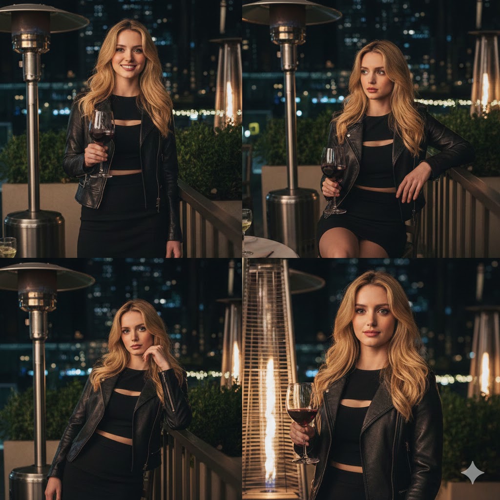 AI Prompt for Nightlife Collage with Urban Scene and Person