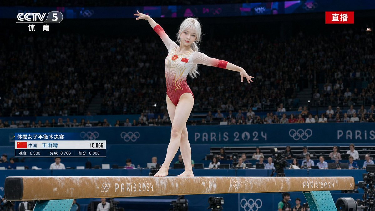 AI Prompt for Olympic Gymnast Photography - Generate Realistic Live Broadcast Images