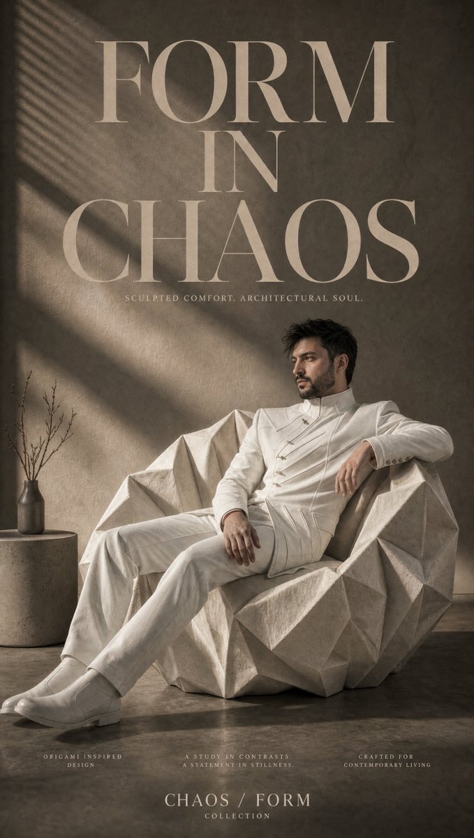AI Prompt for Origami-Inspired Luxury Furniture Editorial Poster