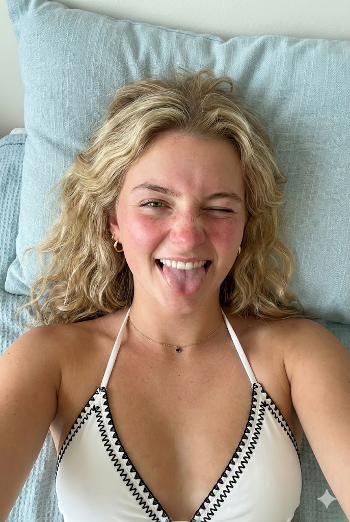 AI Prompt for Overhead Bikini Portrait Photography with Soft Lighting