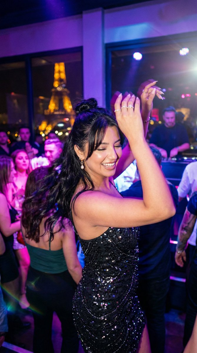 AI Prompt for Paris Night Party Dance Scene with Adventurous Woman