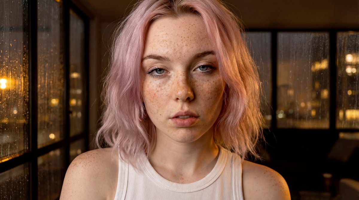 AI Prompt for Pastel Pink Hair Portrait with Cinematic Lighting