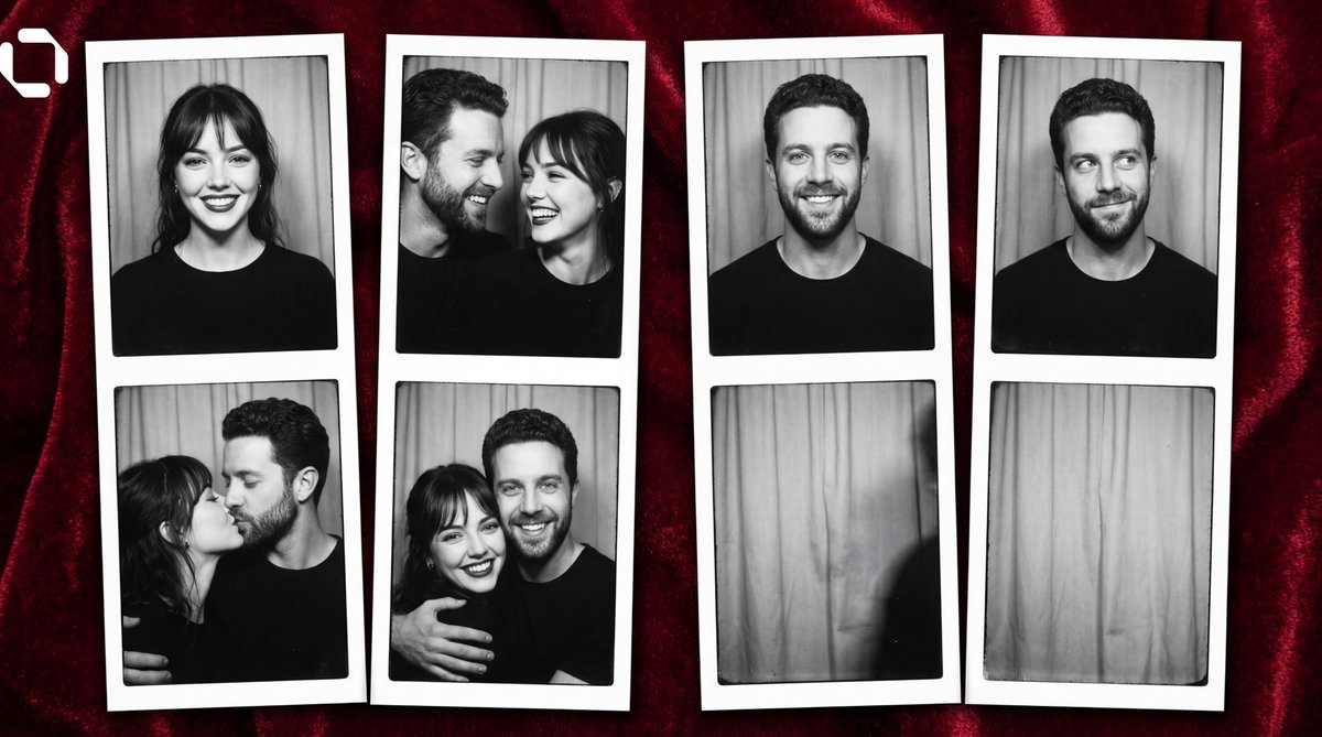 AI Prompt for Photo Booth Narratives: Couple with Switching Frames in B&W