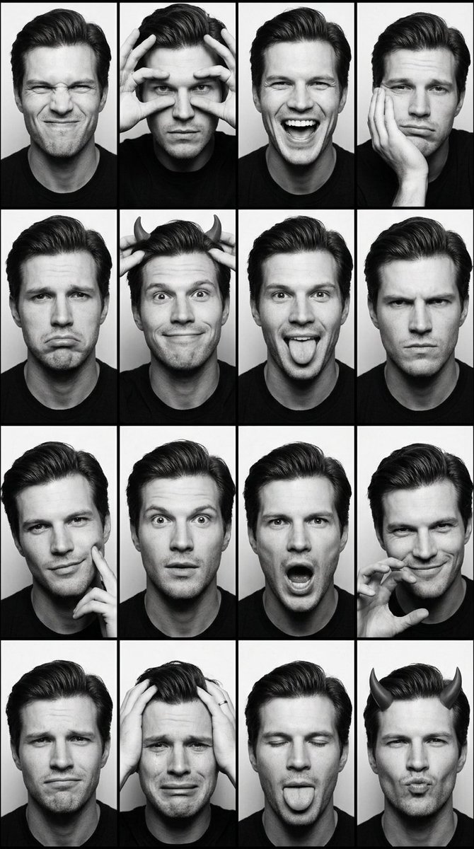 AI Prompt for Photobooth Expression Grid in Black and White