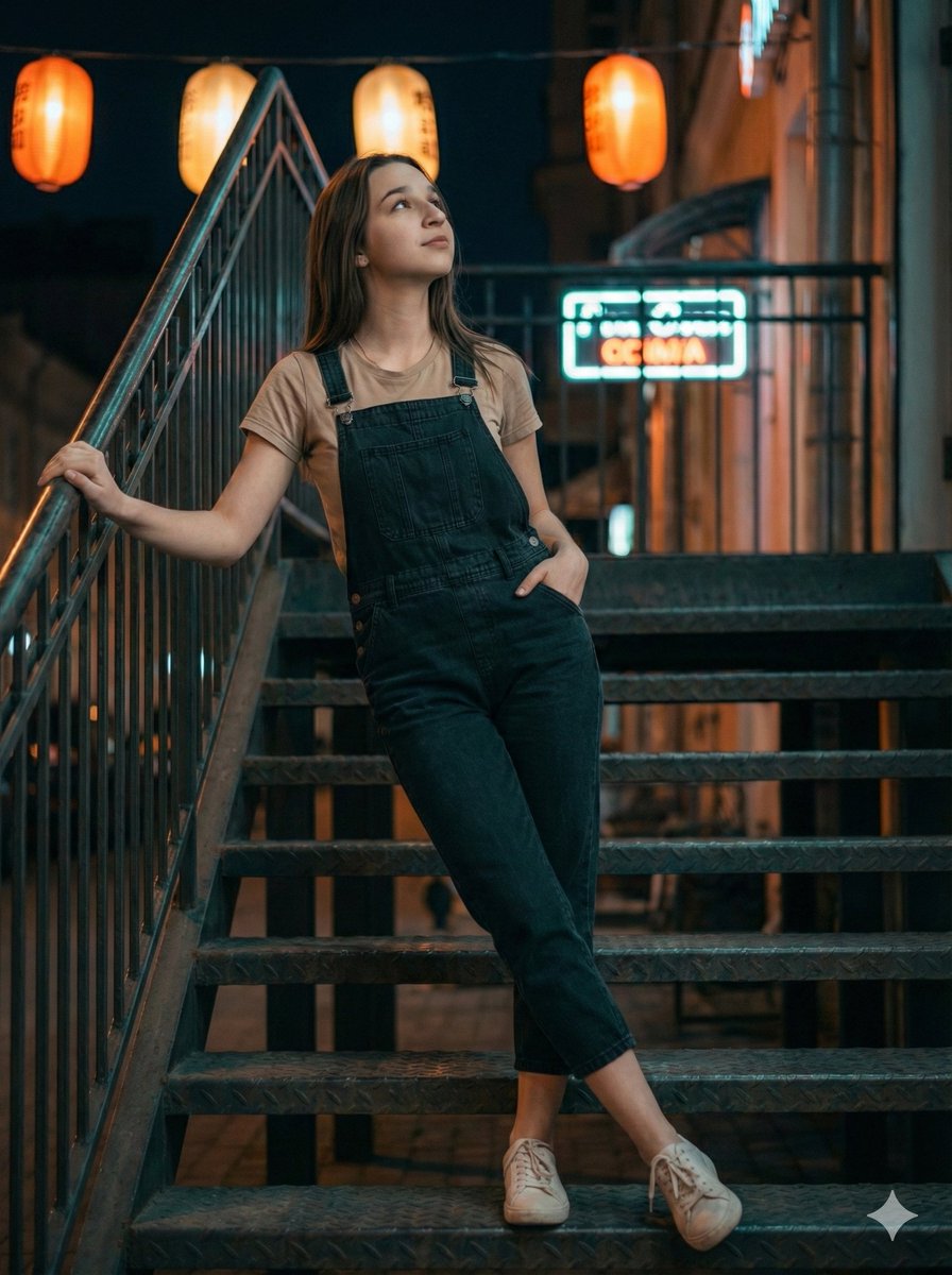 AI Prompt for Photography: Urban Cinematic Portrait with Denim Outfit