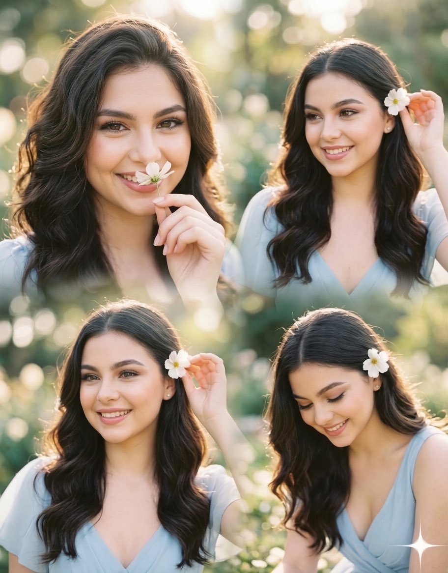 AI Prompt for Photorealistic 4-Panel Collage Portrait in Golden Hour Style