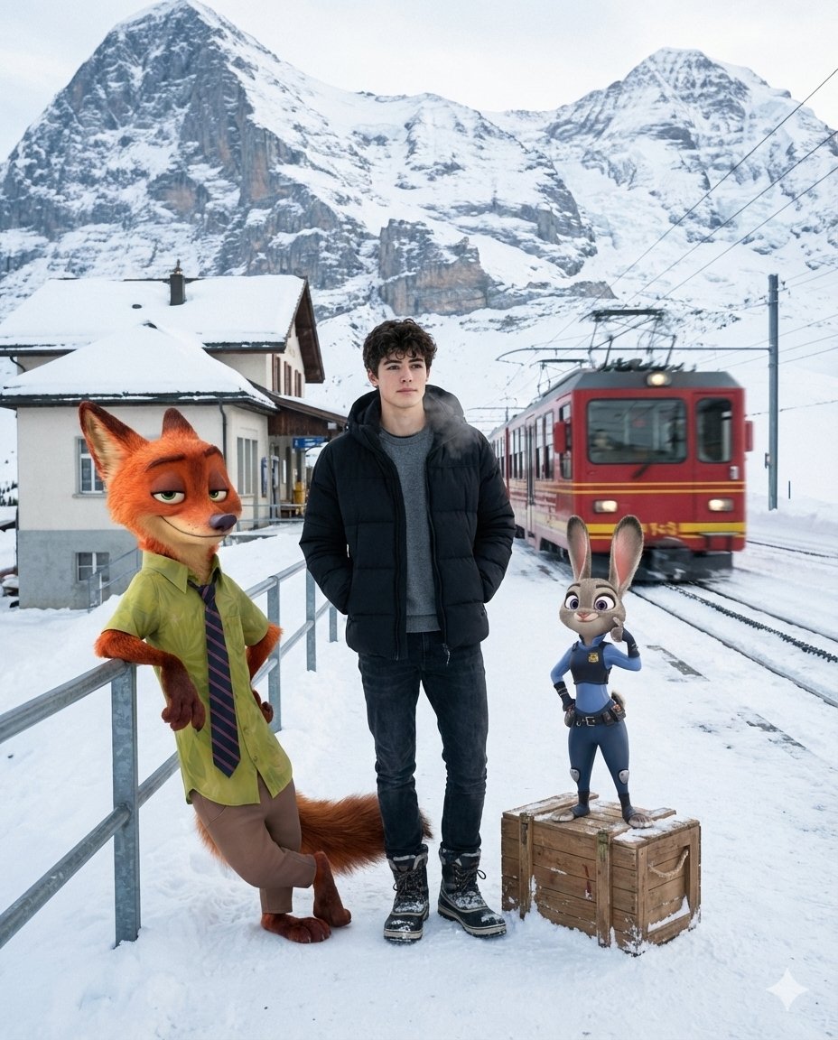 AI Prompt for Photorealistic Alpine Scene with Zootopia Characters