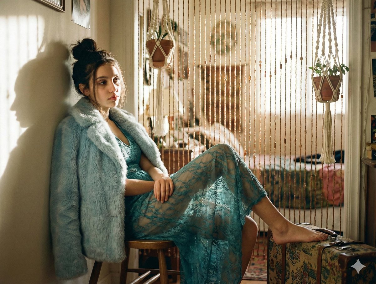AI Prompt for Photorealistic Bohemian Portrait with Soft Golden Hour Light