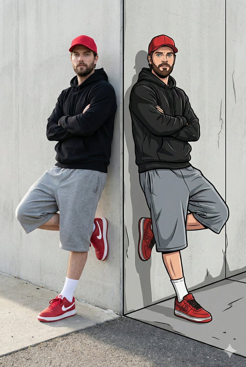 AI Prompt for Photorealistic Cartoon Split-Portrait in Street Art Style