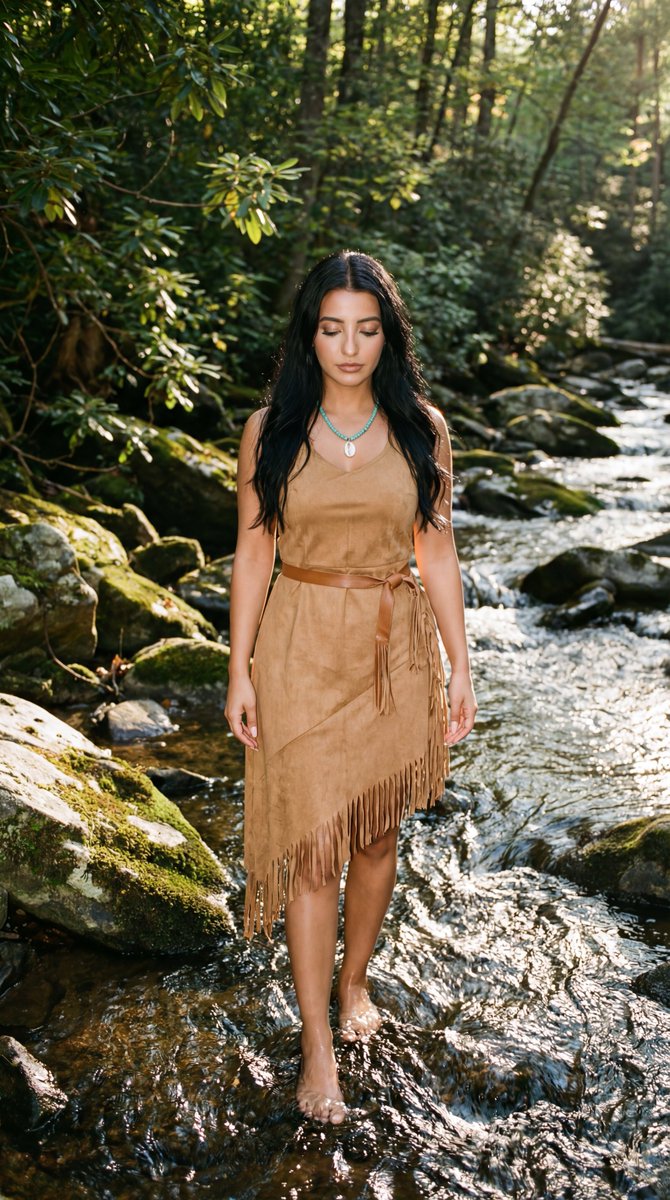 AI Prompt for Photorealistic Cinematic Portrait of a Woman in a Forest Stream