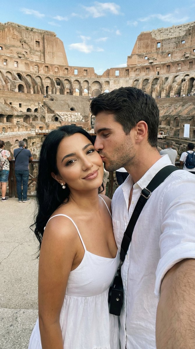 AI Prompt for Photorealistic Colosseum Couple Editorial Image