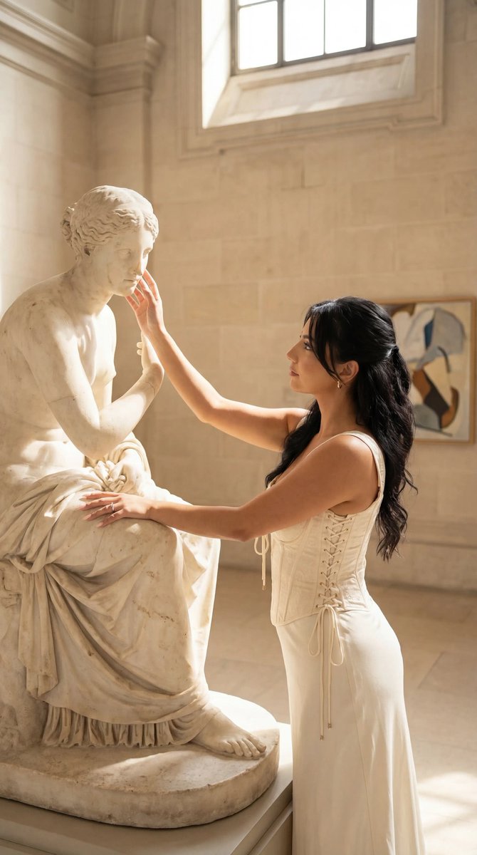 AI Prompt for Photorealistic Editorial Portrait in Classical Museum Setting