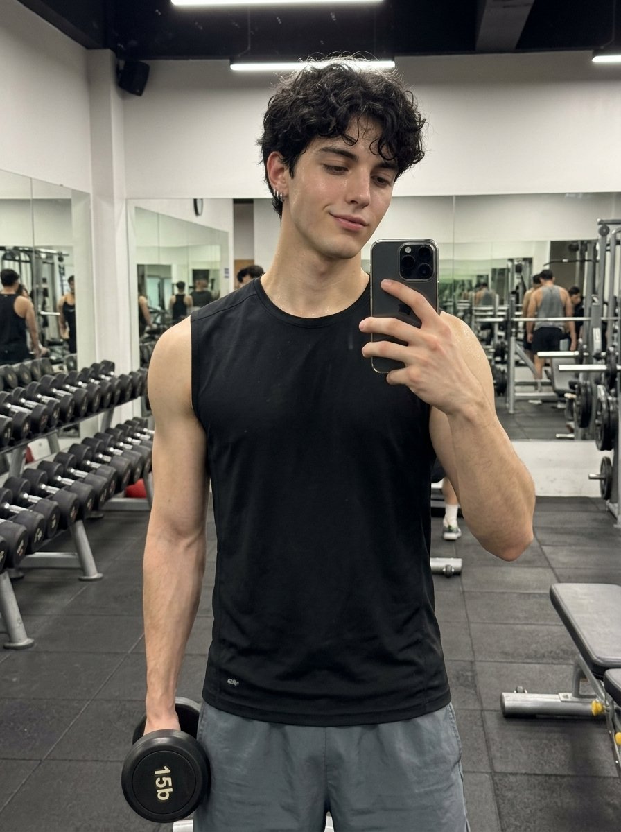 AI Prompt for Photorealistic Gym Selfie Images with Natural Lighting Effects