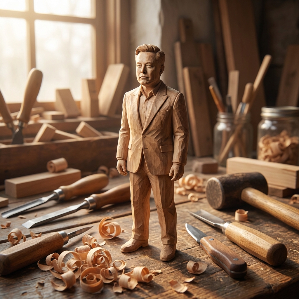 AI Prompt for Photorealistic Hand-Carved Wooden Miniature Figure from Photo Reference