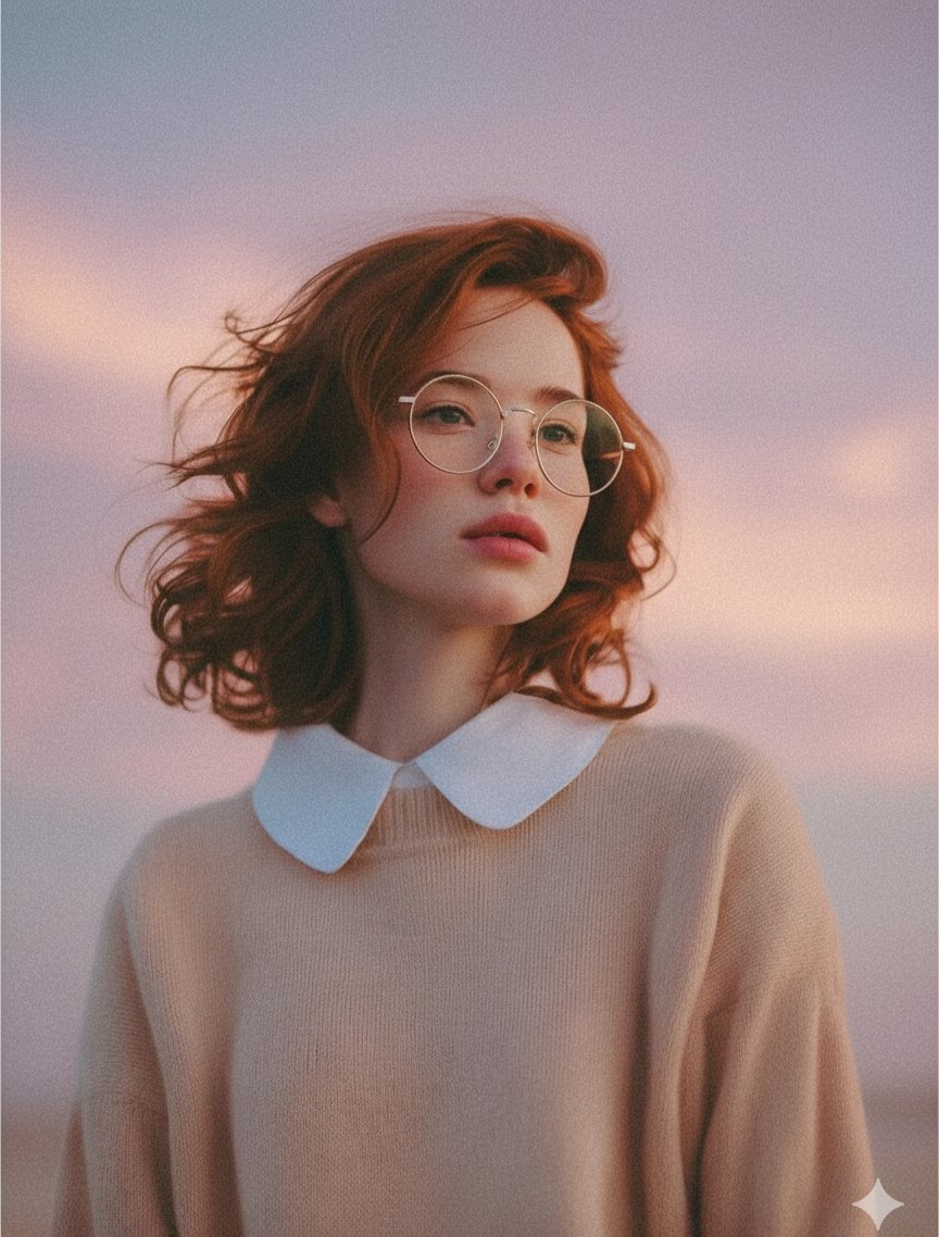 AI Prompt for Photorealistic Portrait Generation: Young Woman in Beige Knit Sweater