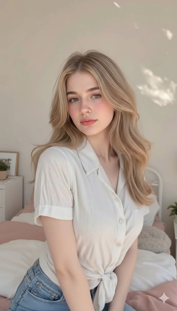 AI Prompt for Photorealistic Portrait of a Blonde Woman on a Bed