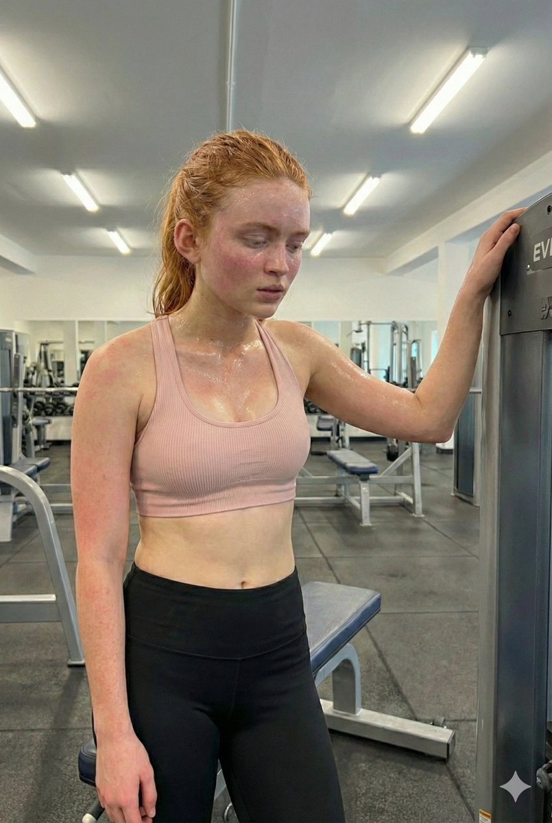 AI Prompt for Photorealistic Post-Workout Selfie of Sadie Sink