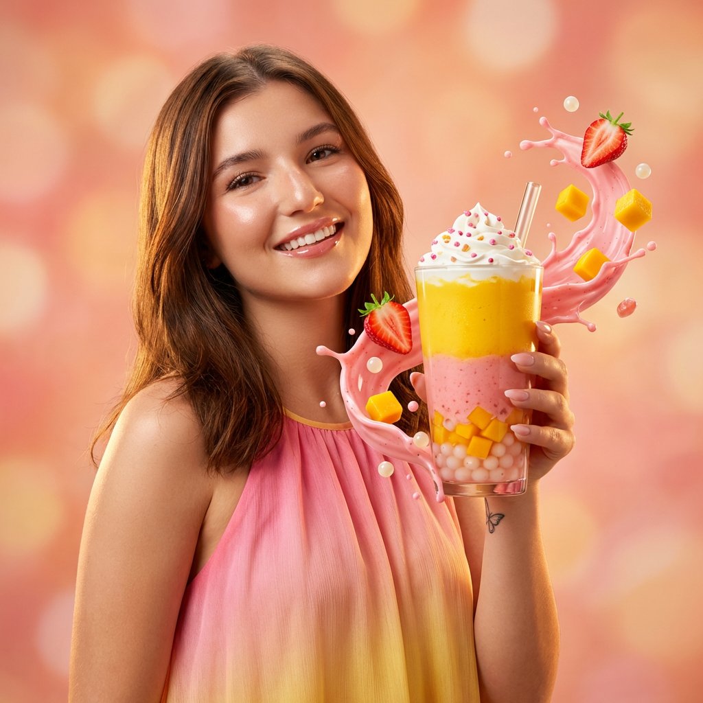 AI Prompt for Photorealistic Product Image of Layered Smoothie