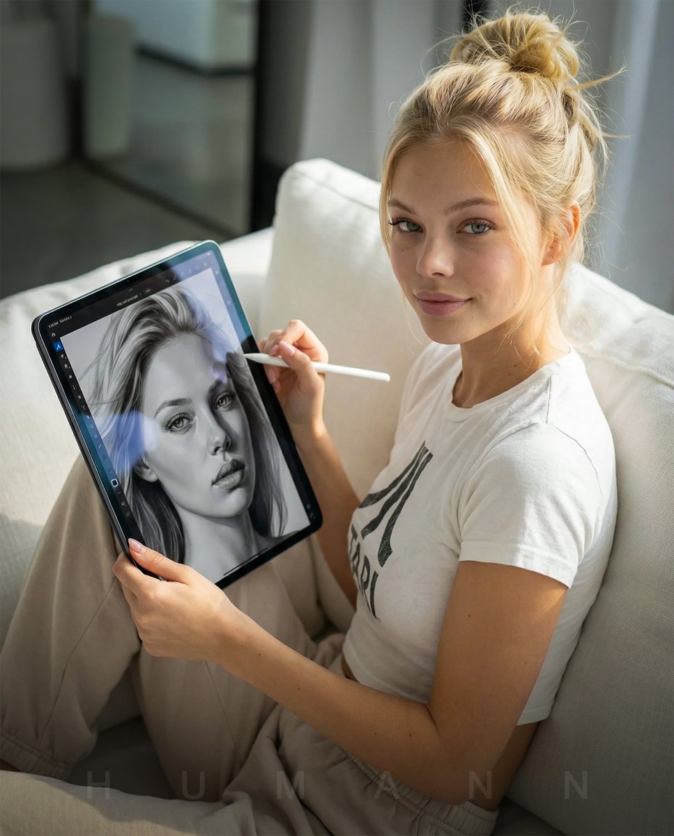 AI Prompt for Photorealistic Self-Portrait Drawing with Reference Images