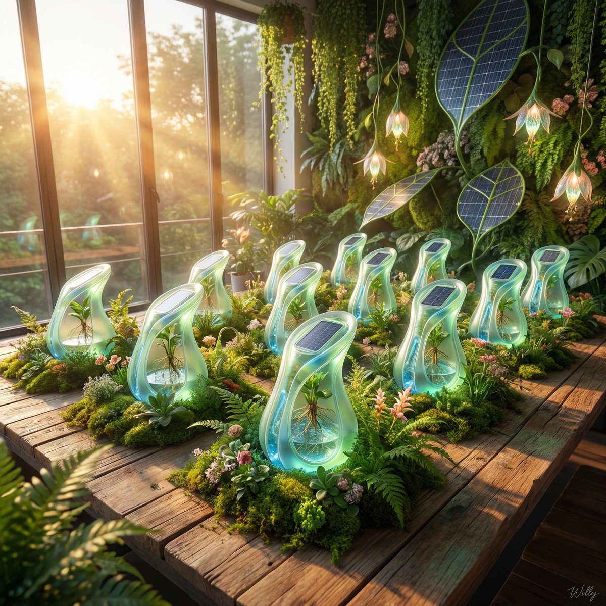AI Prompt for Photorealistic Solarpunk E-commerce Product Images with Bioluminescence