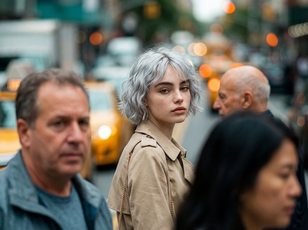 AI Prompt for Photorealistic Street Fashion Portrait with Extreme Bokeh