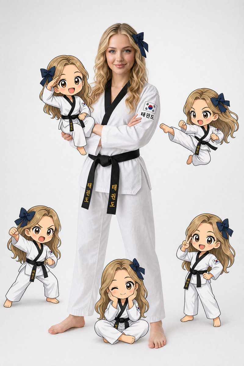 AI Prompt for Photorealistic Taekwondo Portrait and Chibi Anime Versions