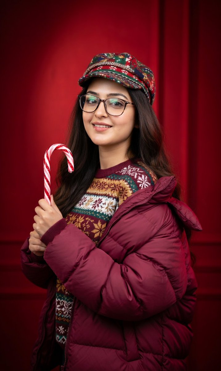 AI Prompt for Polished Studio Portrait with Red Gradient Background