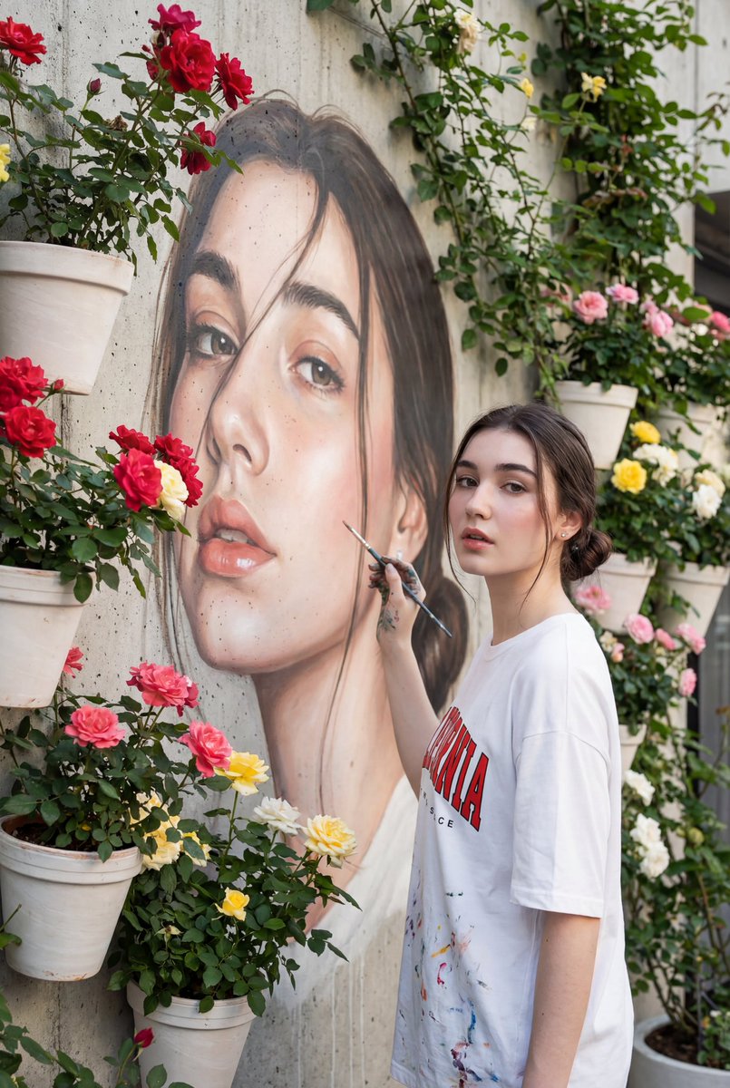 AI Prompt for Portrait Mural Painting, 8K Vertical Self-Portrait Photography