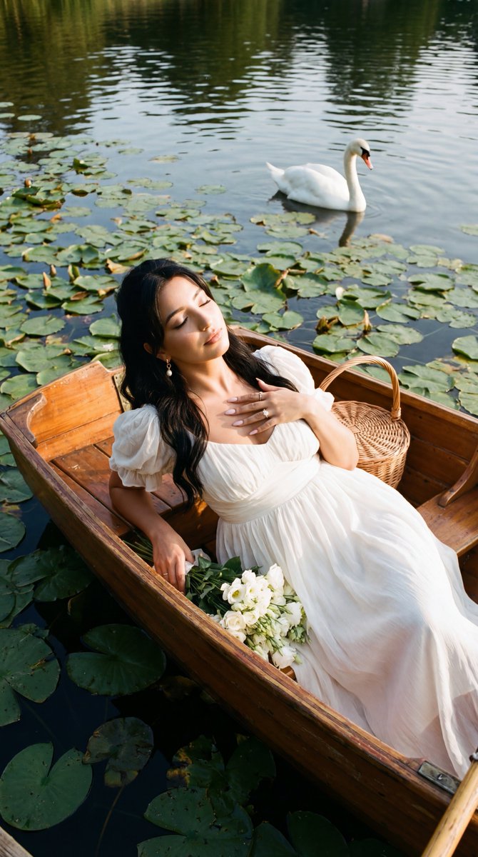 AI Prompt for Pre-Raphaelite-Inspired Fine Art Portrait of Woman with Swan