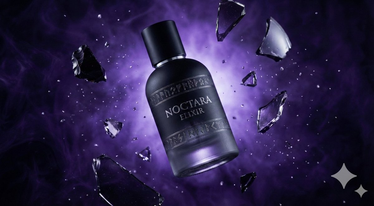 AI Prompt for Product Photography: Matte Black Bottle with Royal Purple Smoke Background