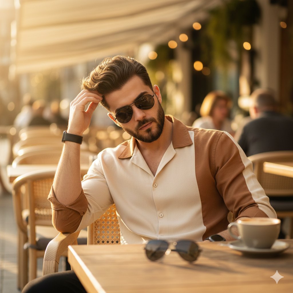 AI Prompt for Realistic 8K Portrait at Modern Café