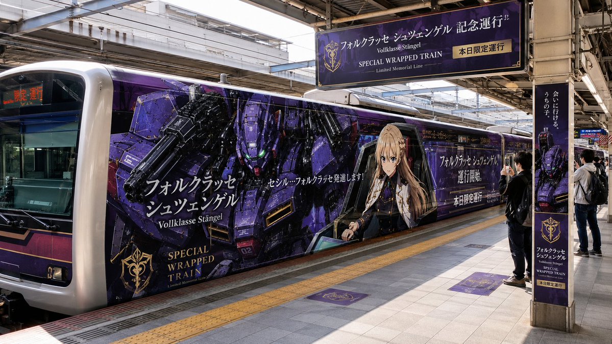 AI Prompt for Realistic Anime Train Station Scene with Mecha