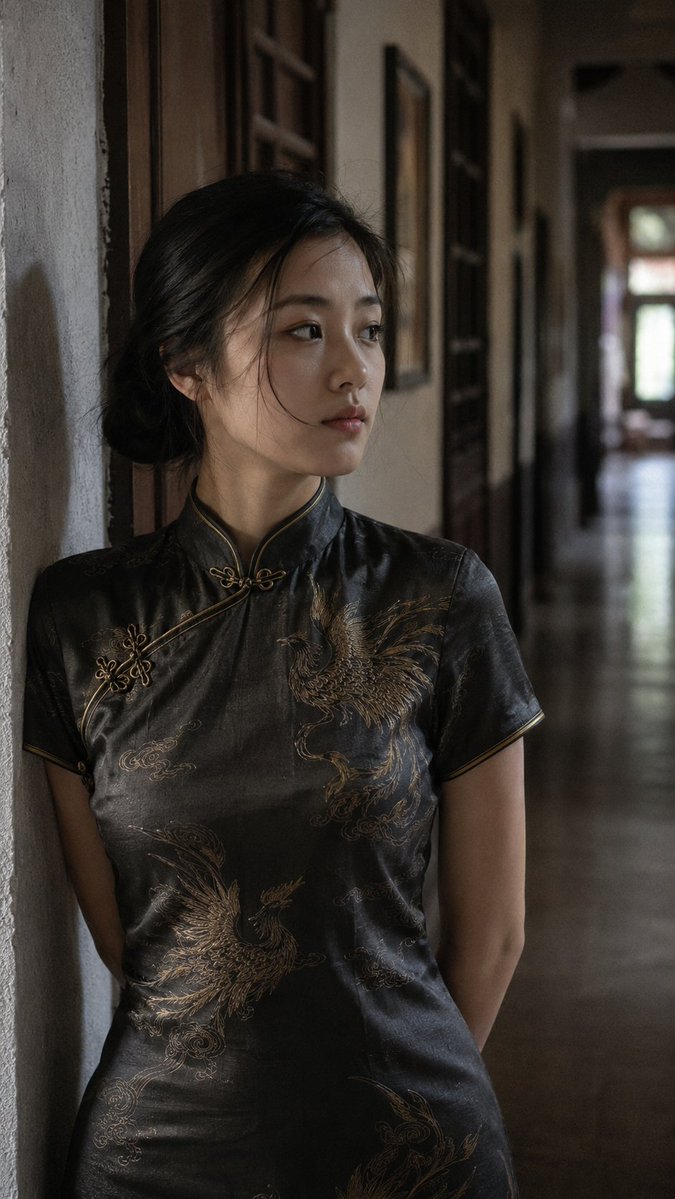 AI Prompt for Realistic Asian Woman in Silk Qipao Photography