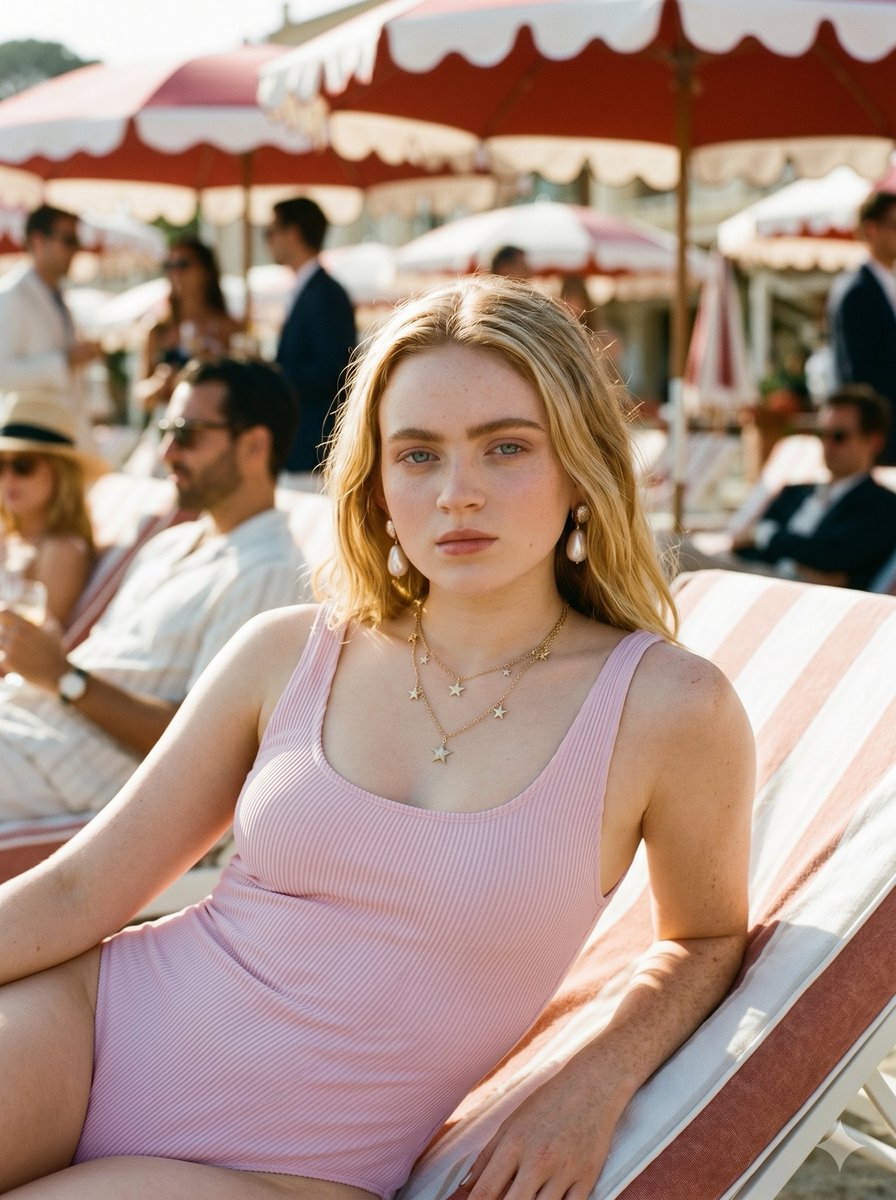 AI Prompt for Realistic Beach Club Portrait with Skin Texture
