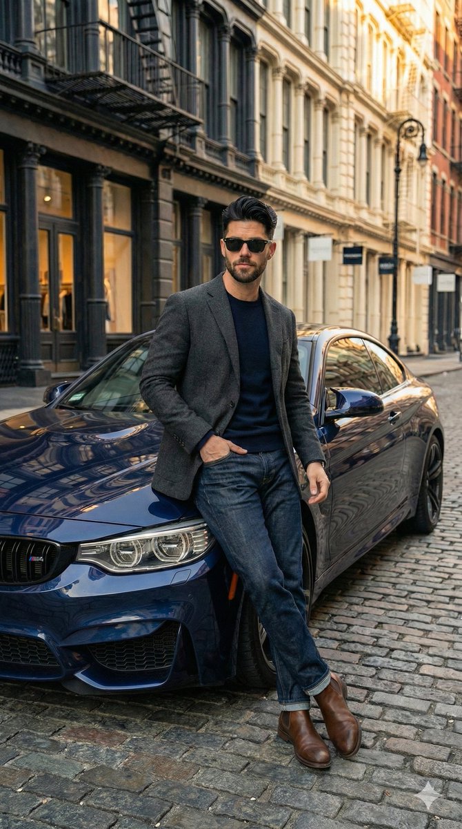 AI Prompt for Realistic Car Photo with Man